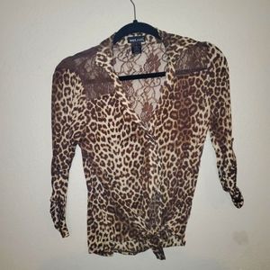 Wet Seal Leopard Tie Top Large